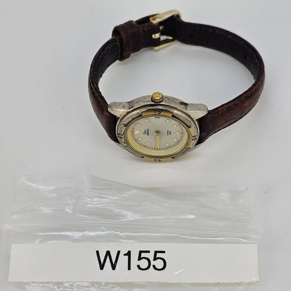 Timex 27MM Women's Watch Gray Dial Brown Bands New Battery 6